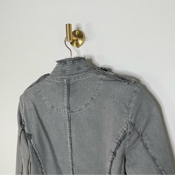 Military Femme | Free People Denim Captains Blazer in Deep Grey | Pewter | Sz XS - Picture 7 of 16